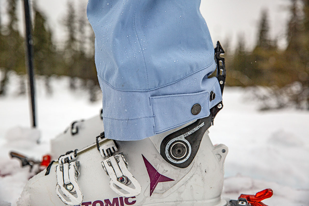 Flylow Gear Foxy Bib (cuff closeup with ski boot)
